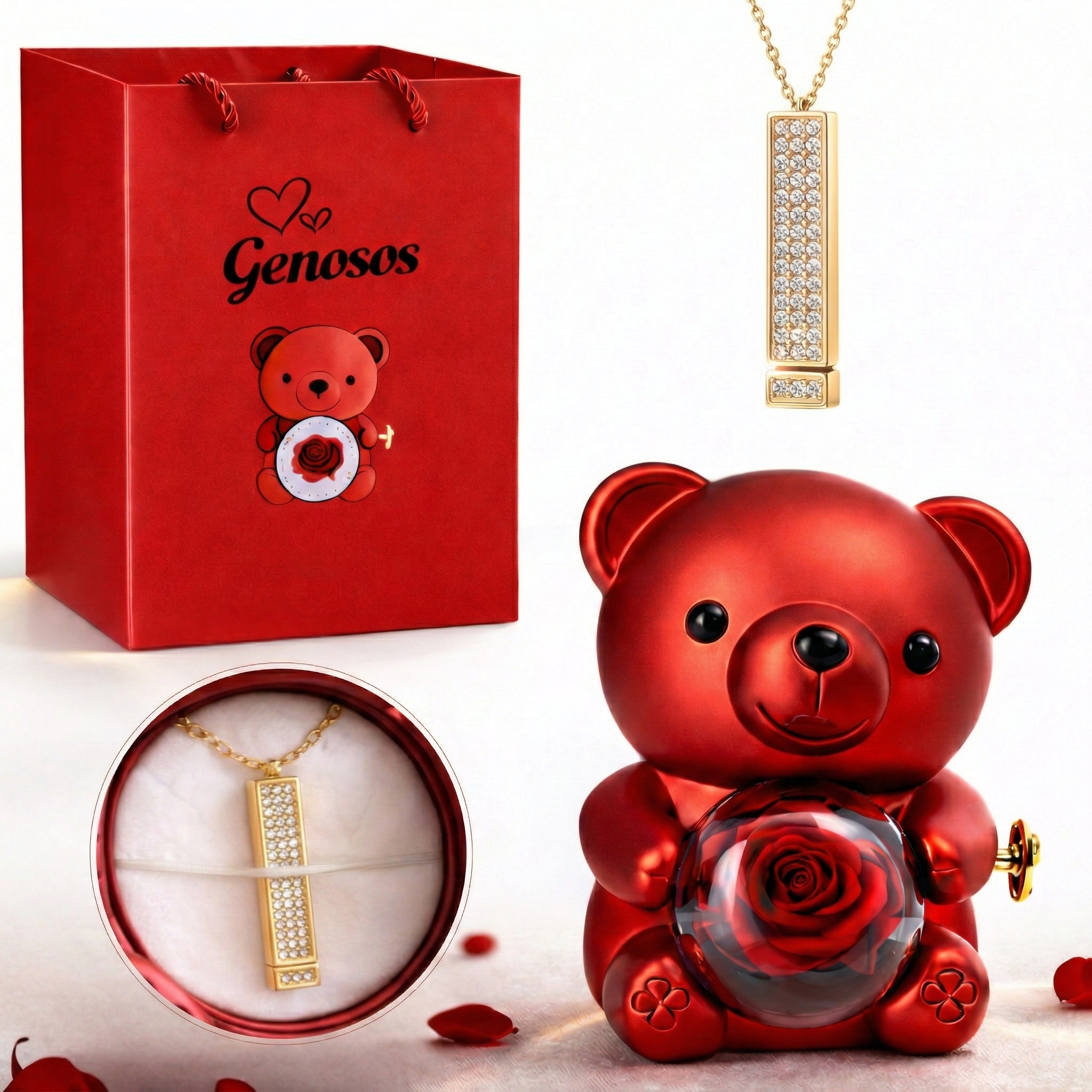 ローズテディ “I LOVE YOU” ネックレスセット